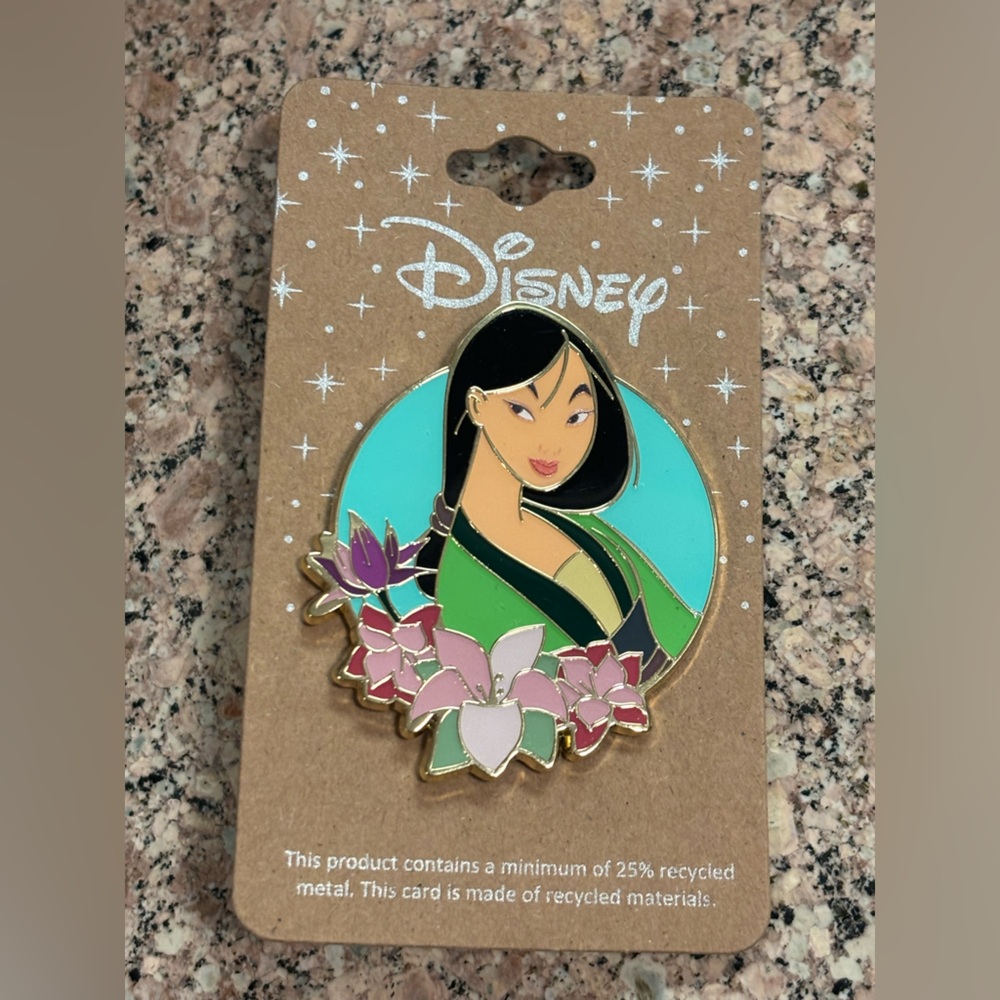 Disney Mulan Princess Flower Portrait Enamel Pin NEW